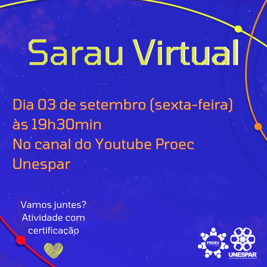 Próxima edição do Sarau Virtual – Tremer Futuros acontecerá no dia 03 de setembro