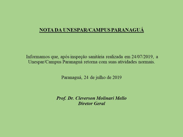 Nota oficial unespar Paranaguá
