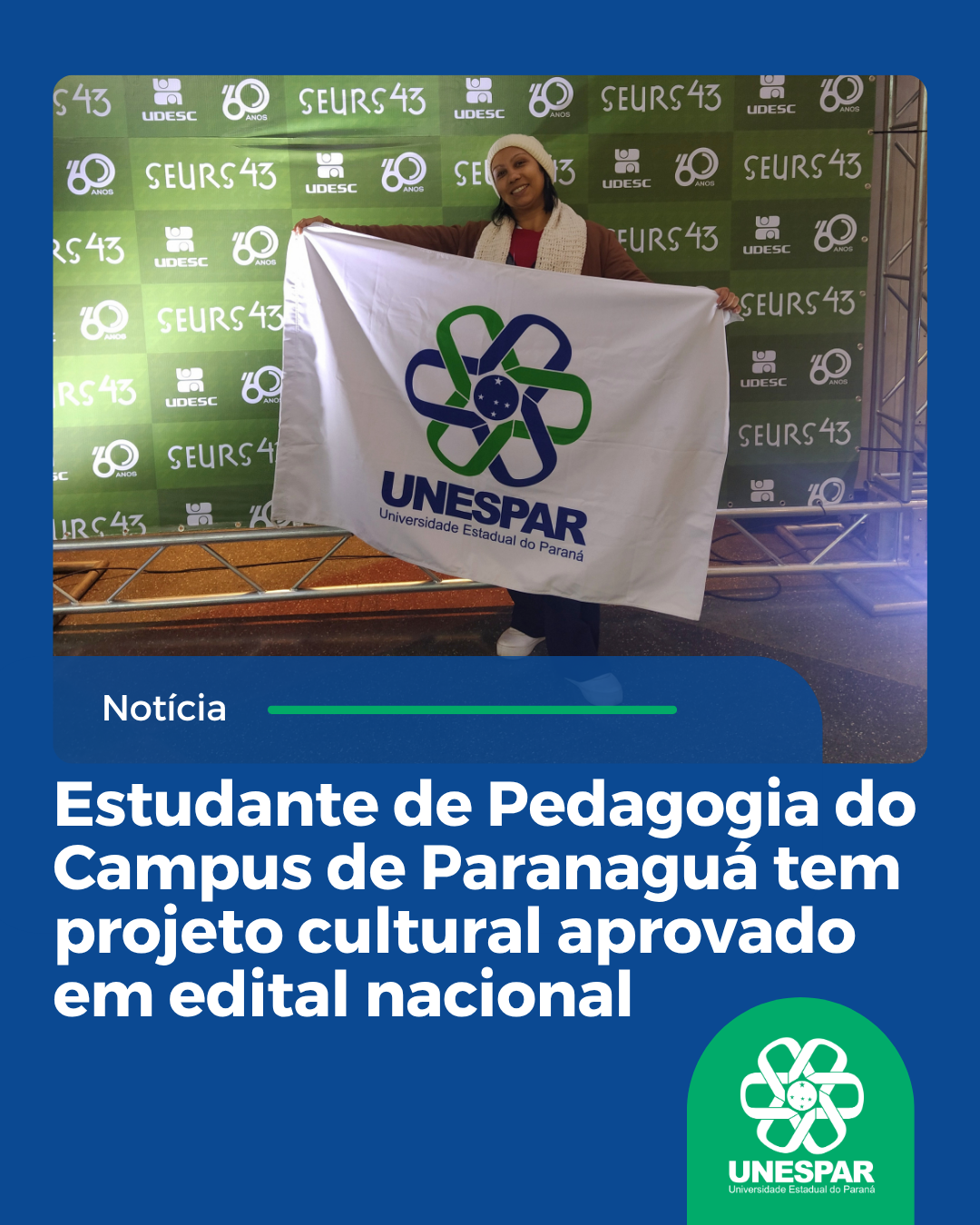 Estudante de Pedagogia do Campus de Paranaguá tem projeto cultural aprovado em edital nacional