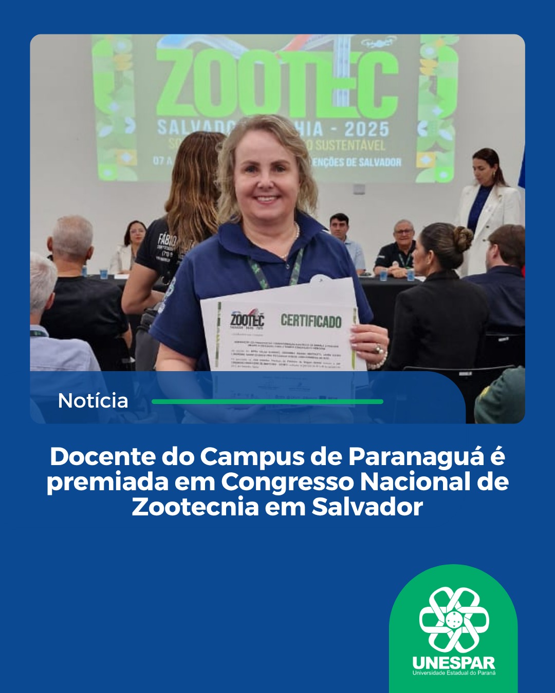 Docente do Campus de Paranaguá é premiada