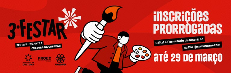 Inscrições do 3º FESTAR são prorrogadas até 29 de março