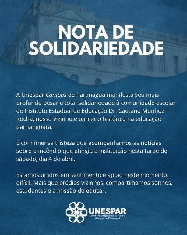 Nota de Solidariedade ao Instituto Estadual de Educação Dr. Caetano Munhoz da Rocha