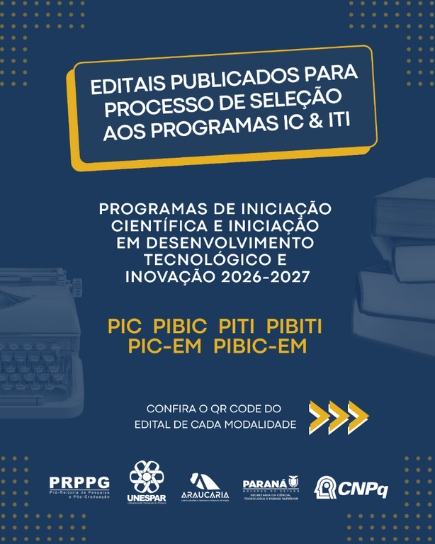 PRPPG divulga editais de Iniciação Científica e Iniciação em Desenvolvimento Tecnológico e Inovação