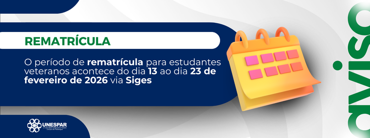 Rematrículas para estudantes veteranos devem ser feitas entre os dias 13 e 23 de fevereiro