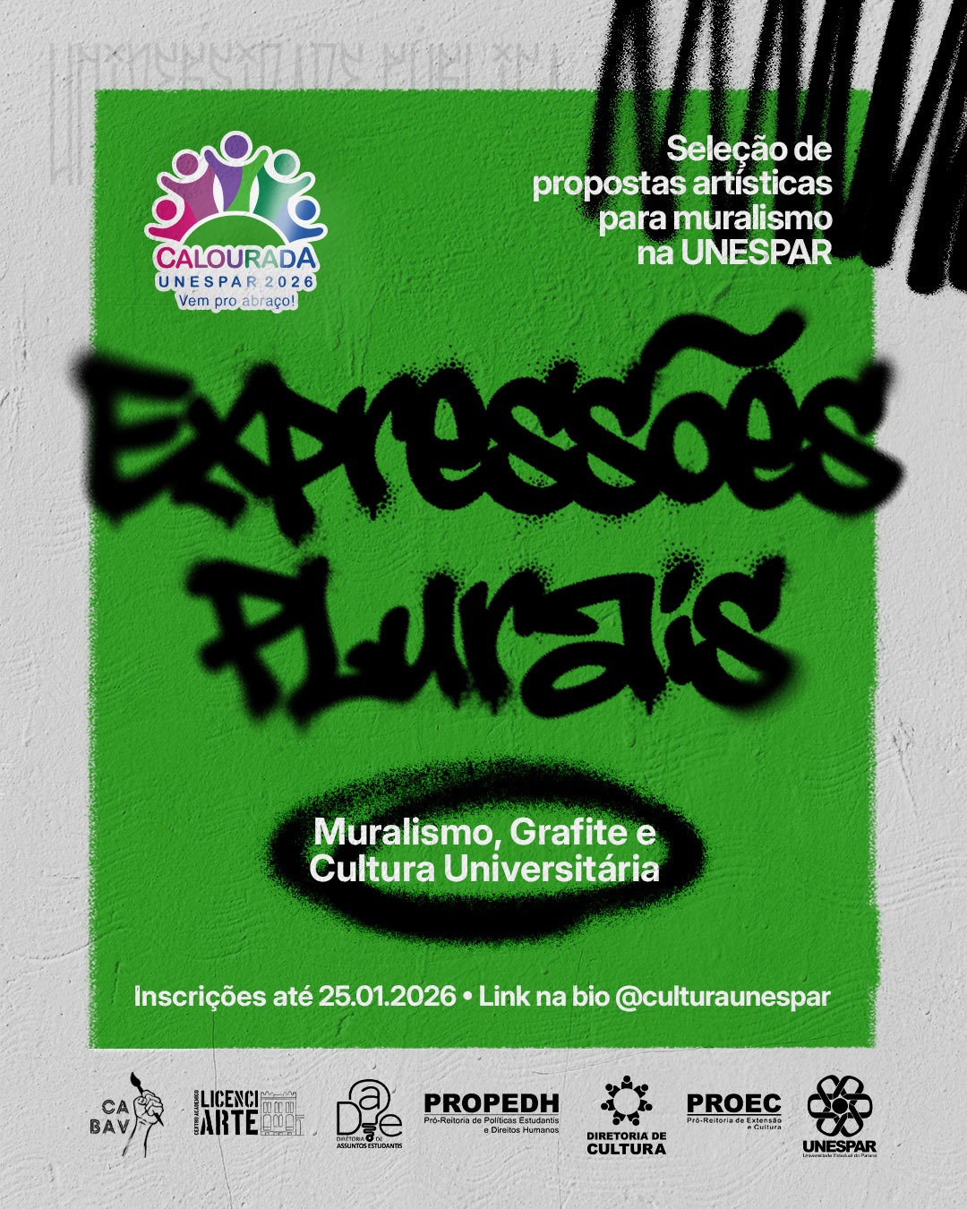 Unespar abre inscrições para intervenções artísticas nos campi através do Edital Expressões Plurais